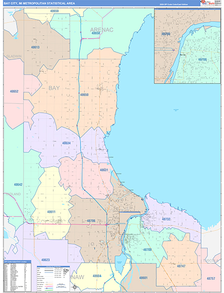Bay City Metro Area Wall Map
